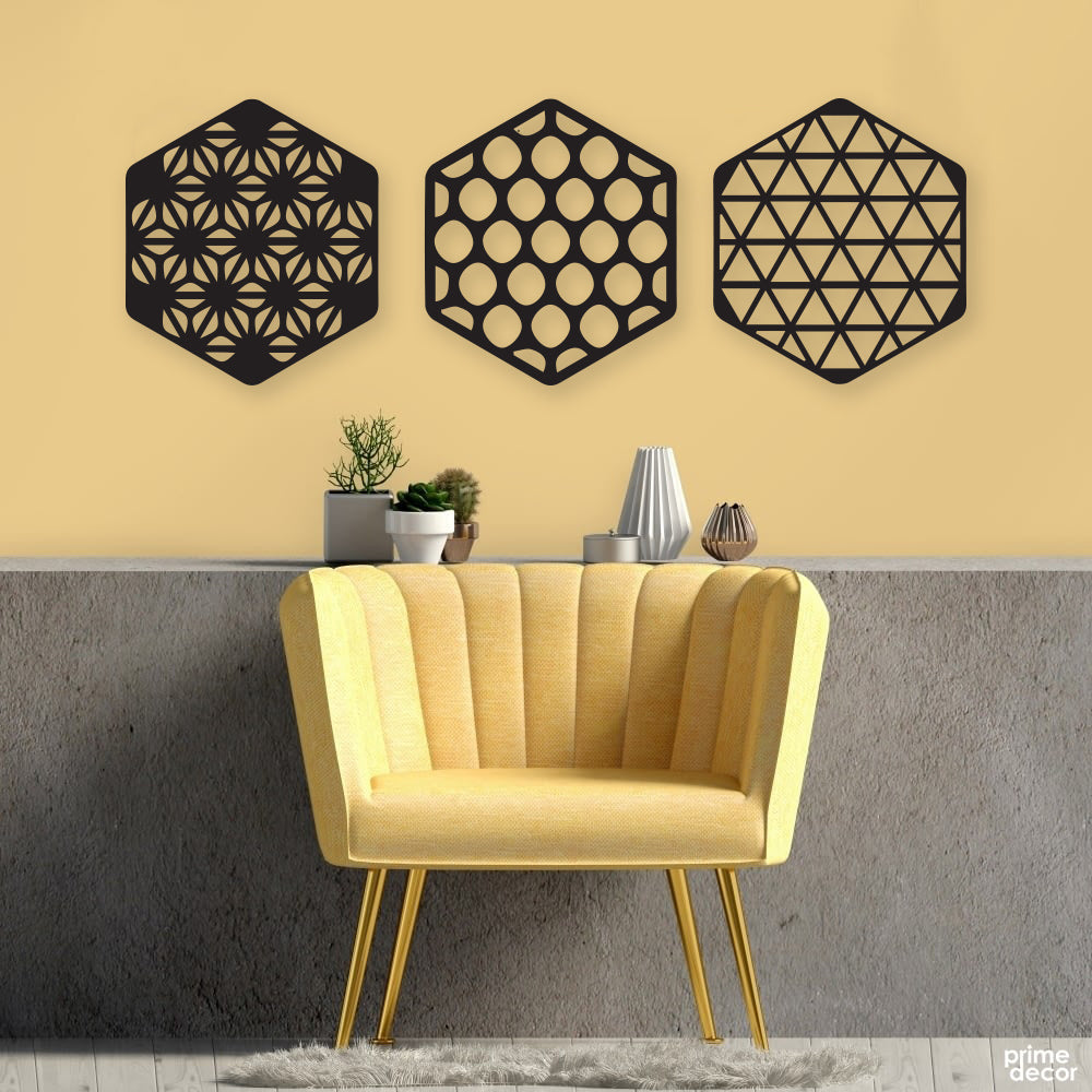 3 PC سٹینسل وال ڈیکور (ART-012)