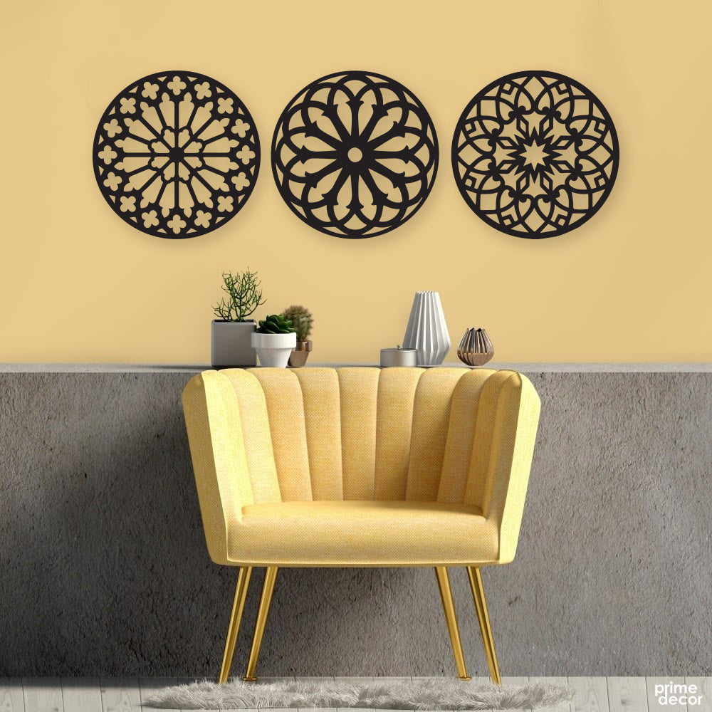 3 PC سٹینسل وال ڈیکور (ART-013)
