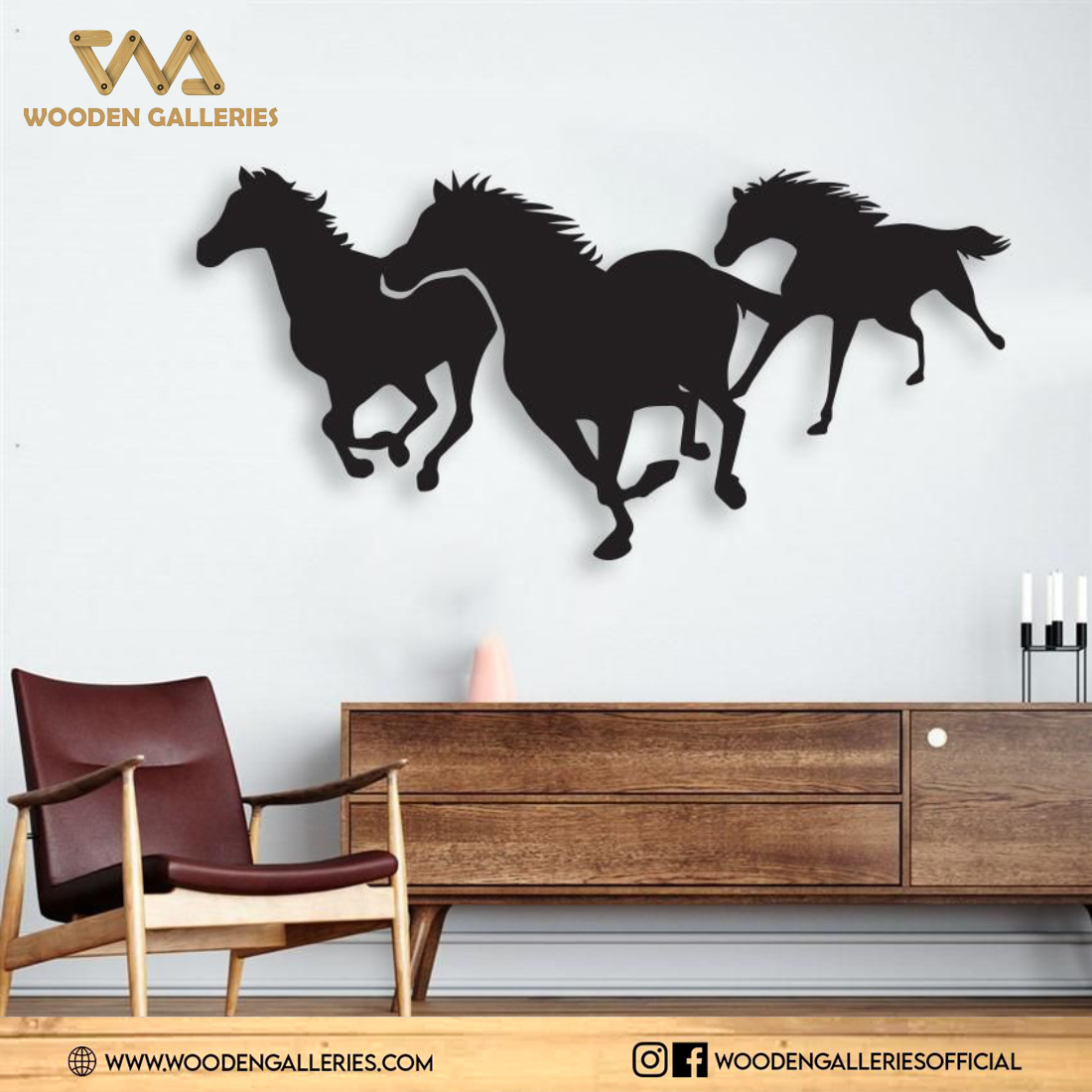 HORSES WOODEN WALL HANGING