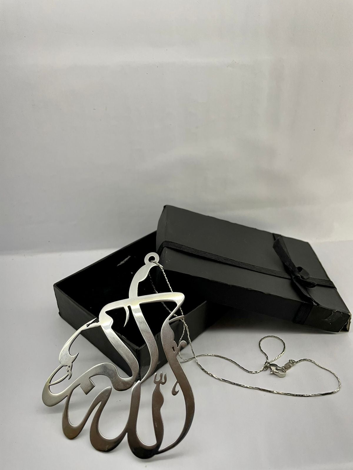 ALLAH HU AKBAR SILVER CAR HANING WITH CHAIN