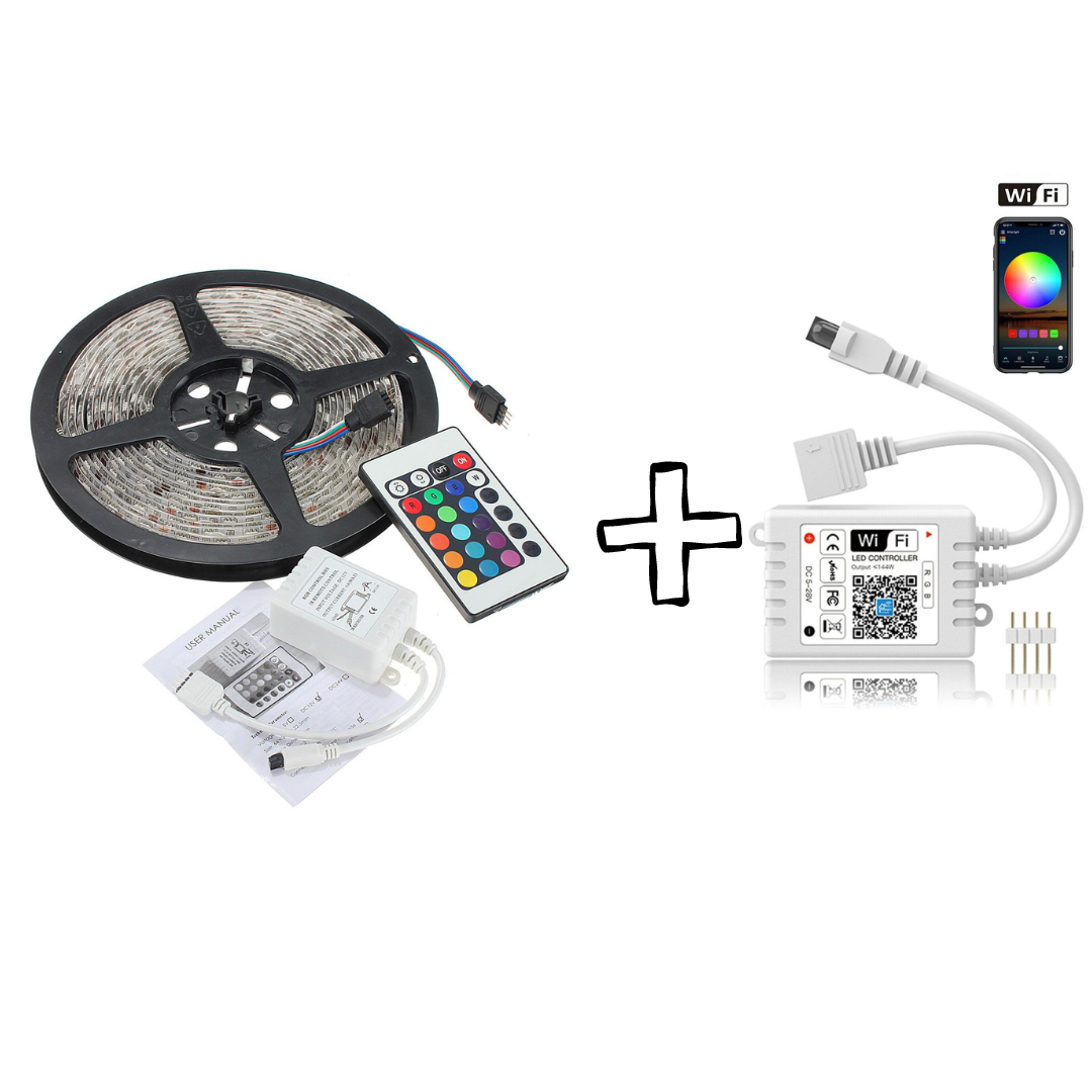 WG LED RGB 5050 سٹرپ لائٹ Wifi کنٹرولڈ ڈیوائس کے ساتھ۔